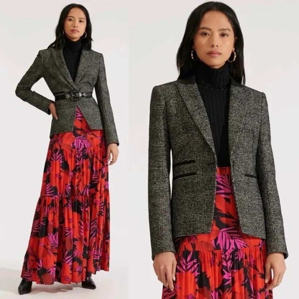 Veronica Beard Gia Dickey Jacket Houndstooth Tweed Blazer